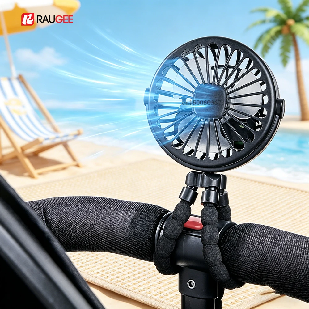 Mini Clip Fan Portable Stroller Fan Smart Octopus Fan Handheld Fan 360° Rotate Bike Car Tripod Fan Rechargeable Clip Fan