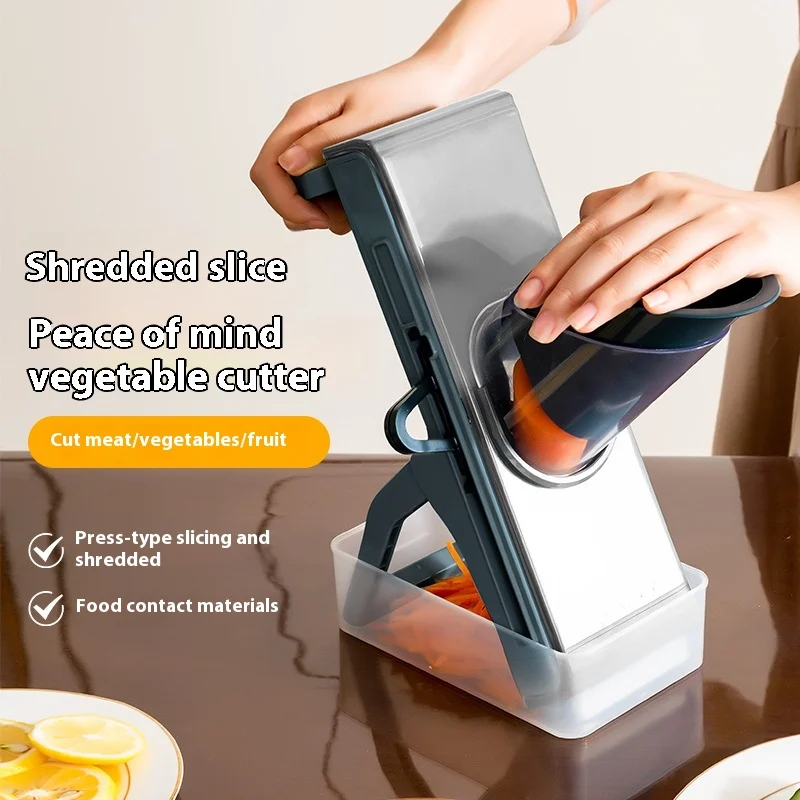 Vegetable Meat Cutter Carrot Potato Slicing Dicing Labor Saving Grinding Machine Kitchen Gadget Vegetable Cutter with Container
