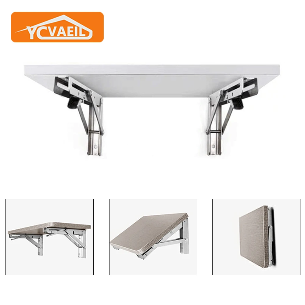 

2Pcs Folding Shelf Bracket 8-20 Inch Stainless Steel Heavy Duty Floating Shelves Wall Mounted Table Work Shelf Bracket Hardware