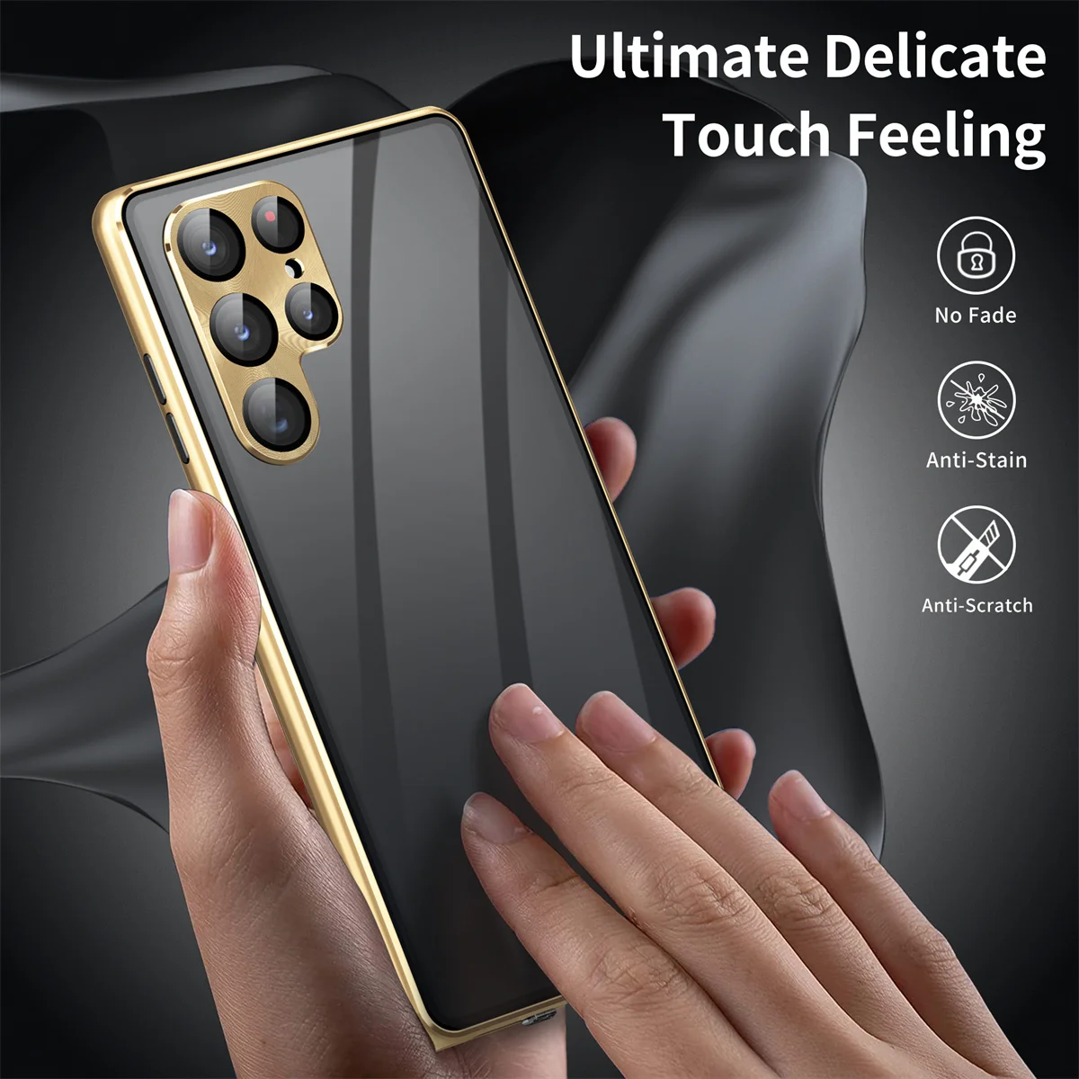 Luxury Anti-Peeping Two Sided Tempered Glass Metal Frame Case for Galaxy S24 Ultra S20 S21 S22 S23 Plus Magnetic Adsorption Case