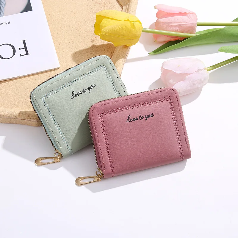 Mini Fashion Wallets Female PU Leather Wallet Ladies Purse Zipper Clutch  Bag Money Card Holder for Women Girl(Pink)