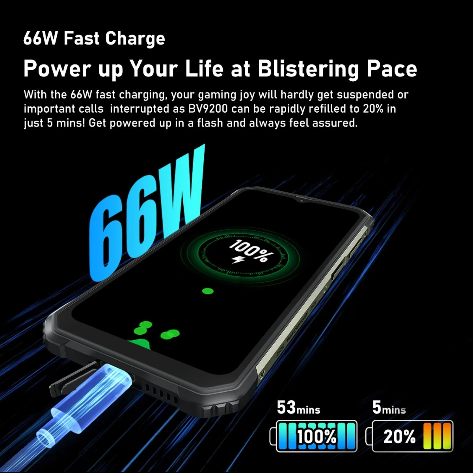 Blackview BV9200 Waterproof Rugged Smartphone 8GB+256GB Helio G96 Wireless Charging Night Vision 50MP Rear Camera NFC Mobile