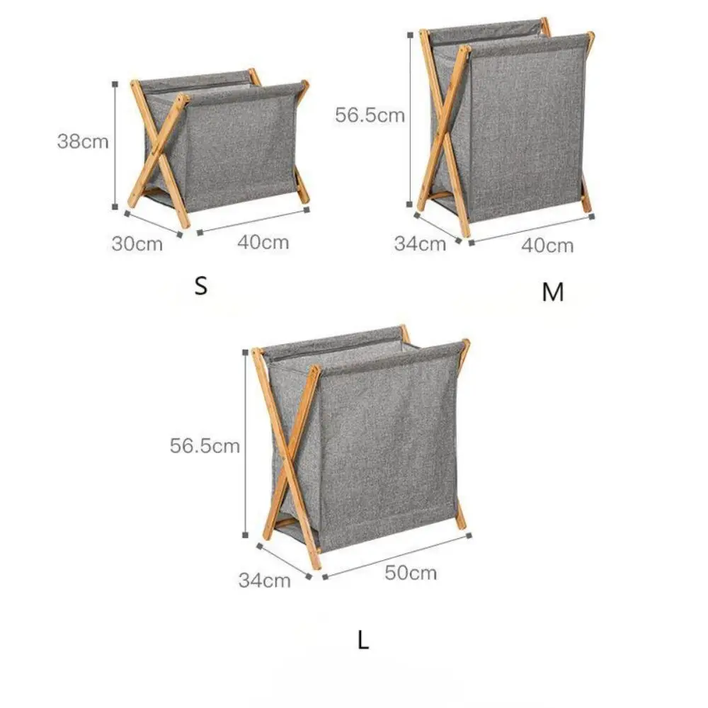 Bamboo Fabric Foldable Laundry Basket Portable Dirty Clothes Hamper for   Home Bathroom Space Saving Storage Organizer 2