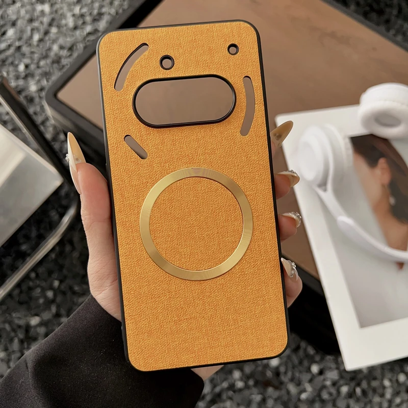 Magnetic TPU + PC Anti-Slip Ultra Thin Woven Textile Cloth Pattern Phone Case Cover