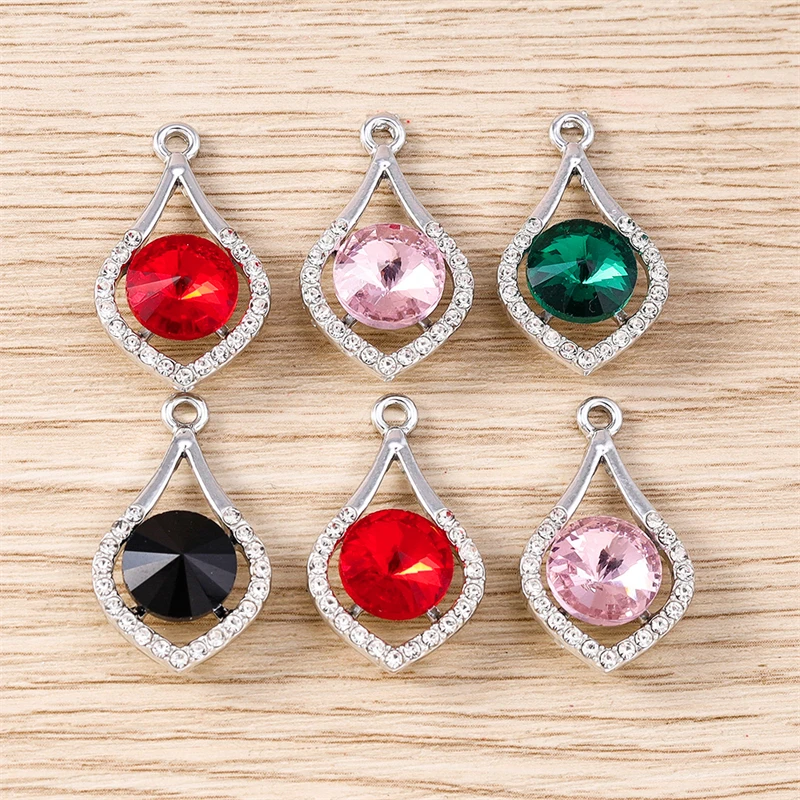 10 Stück 16 x 26 mm elegante Kristall-Wassertropfen-Charms-Anhänger für Schmuckherstellung, Tropfen-Ohrringe, Halsketten, Armbänder, DIY-Bastelbedarf