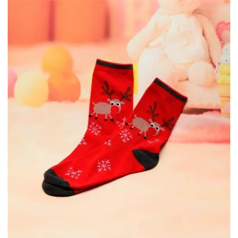 

Selling simple women's socks old elk Snowflake midtube adult cartoon Christmas personality socks comfortable