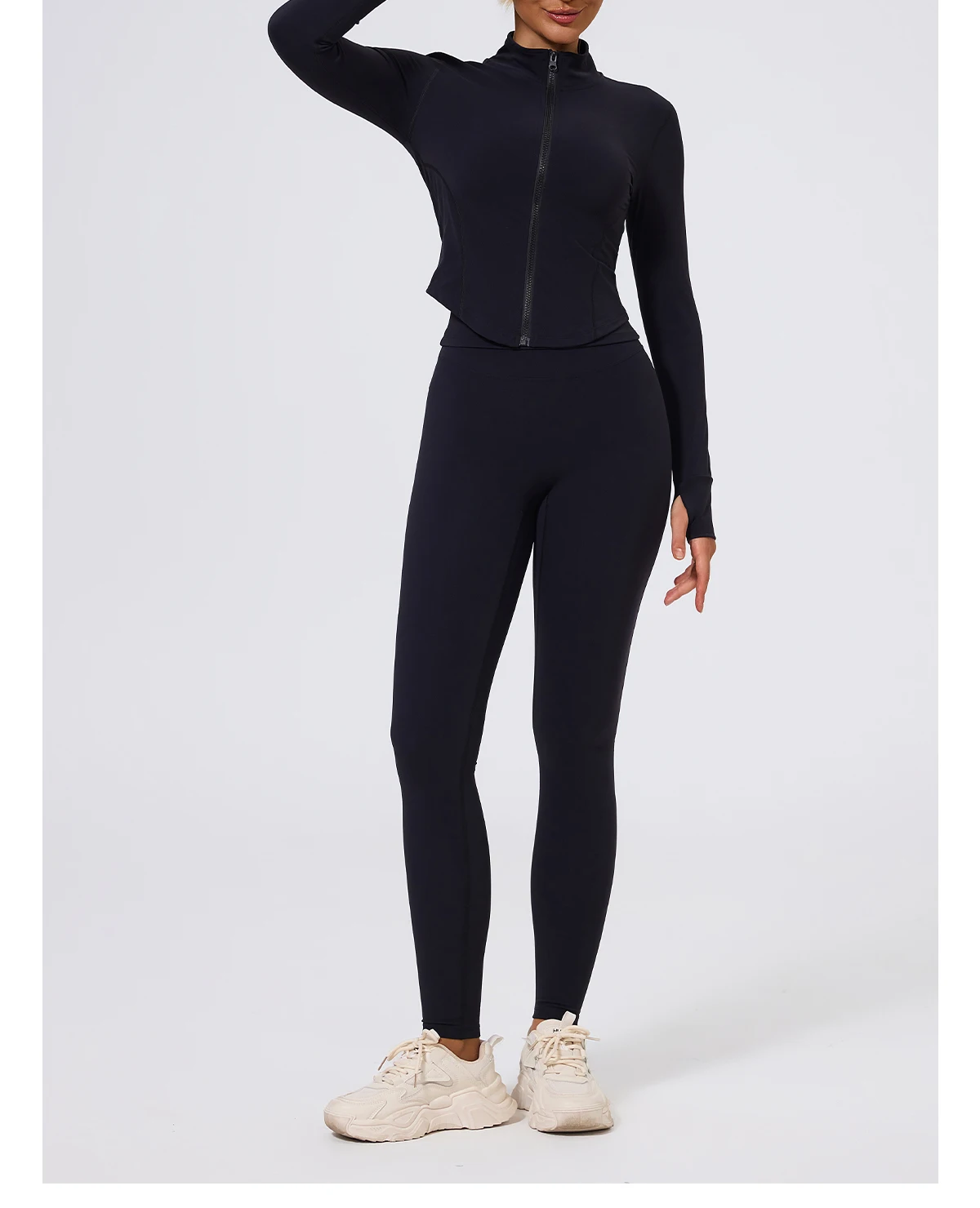 Hearuisavy 2-teiliger Damen-Sportanzug, atmungsaktiv, eng anliegend, Sportjacken, hohe Taille, Stretch, Yoga-Hose, Radfahren, Laufen, Fitness-Shorts – Detail 20