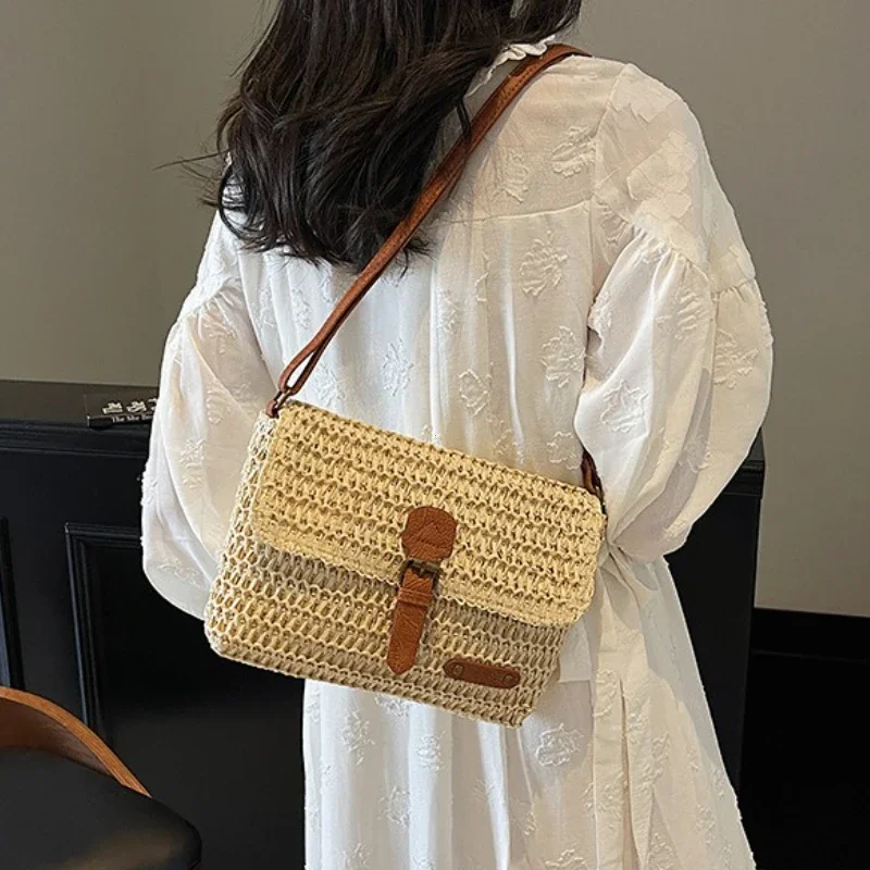 New Fashionable Straw Women's Bag, Trendy Vacation Casual Shoulder Crossbody Bag, Women's Versatile Stylish Straw Women's Bag
