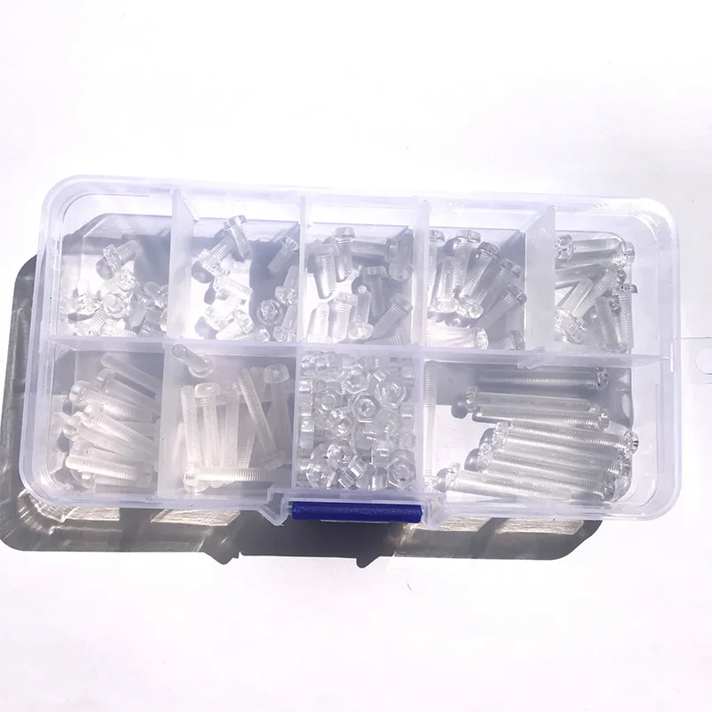 Transparent Pan Head Screw 160Pcs/Sets M3 Acrylic Clear Plastic Nylon M3 Round Phillips Head Screw Bolt with Nut