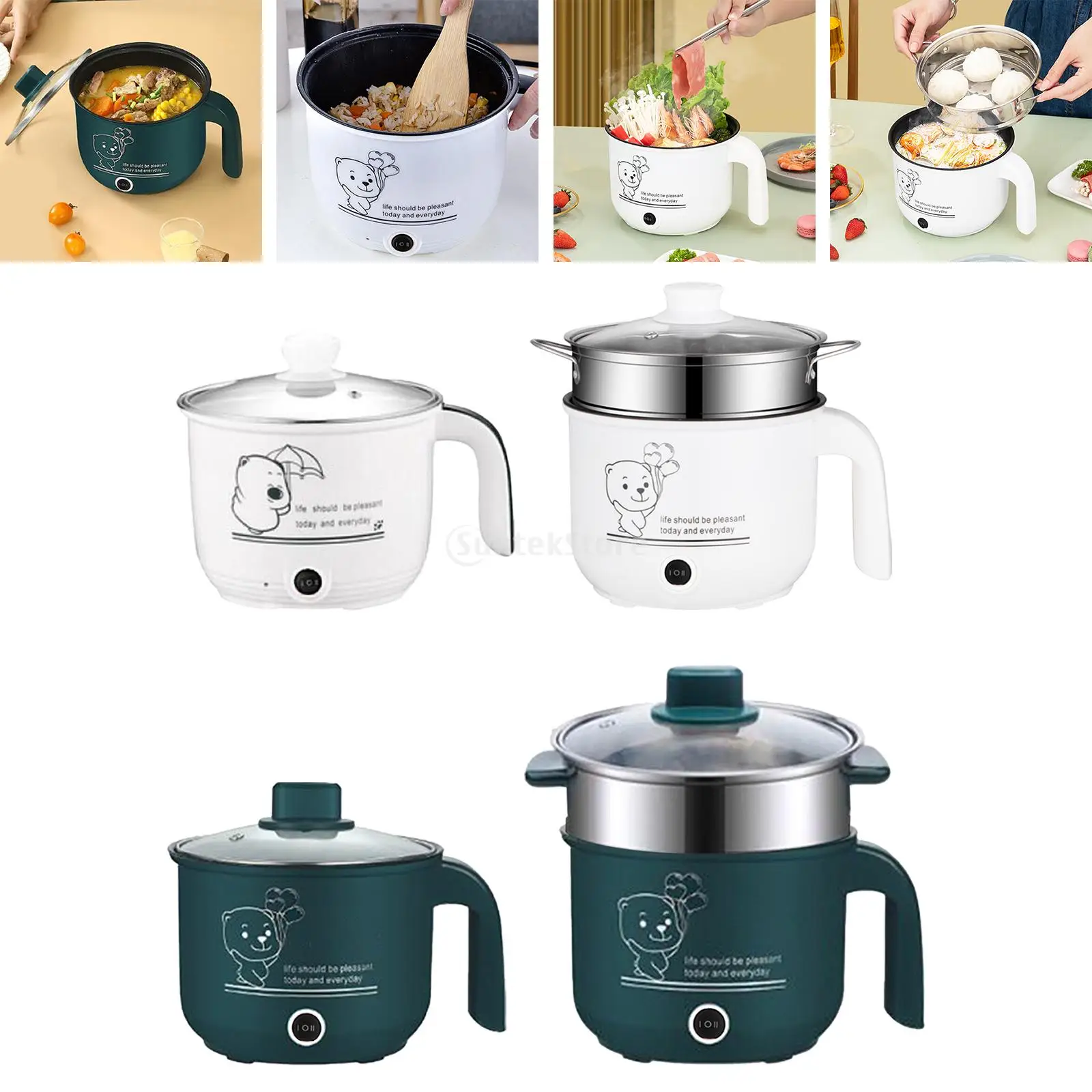 1.8L Electric Rice Cookers EU AdapteMini Cooking Machine Single/Double Layer Household Non-stick Hotpot Noodles Soup MultiCooker