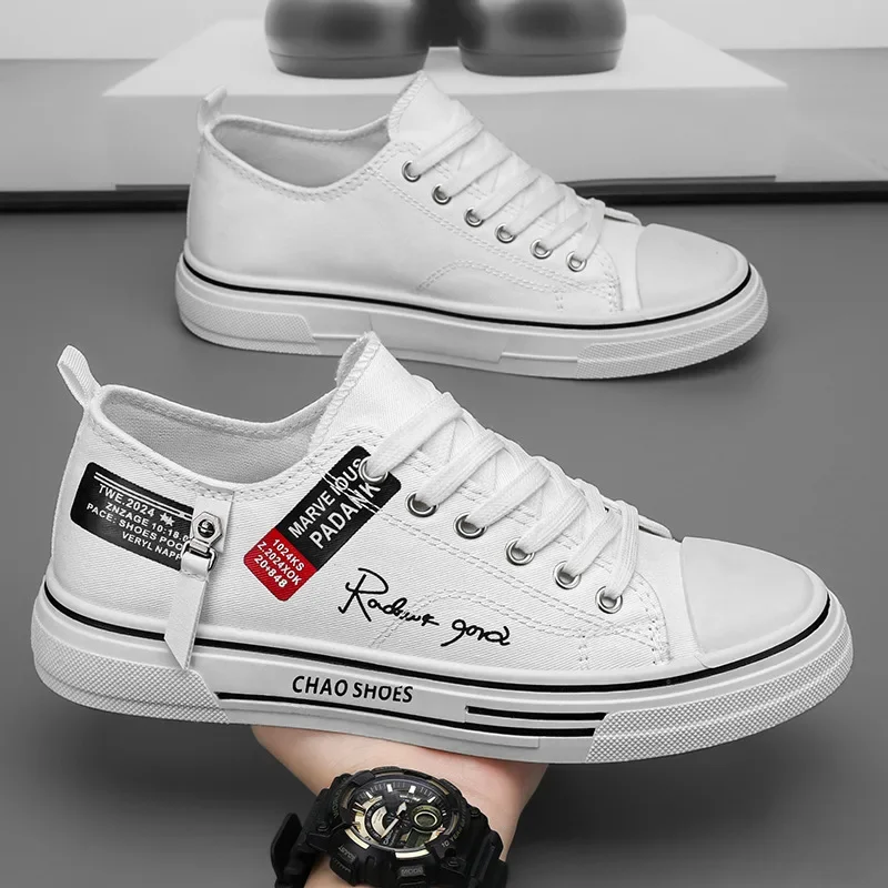 Casual Shoes Men's Canvas Shoes Male Sneakers Breathable Men Sports Shoes Black Cloth Shoe Trend Letter Men Shoe Low Cut Sneaker 3