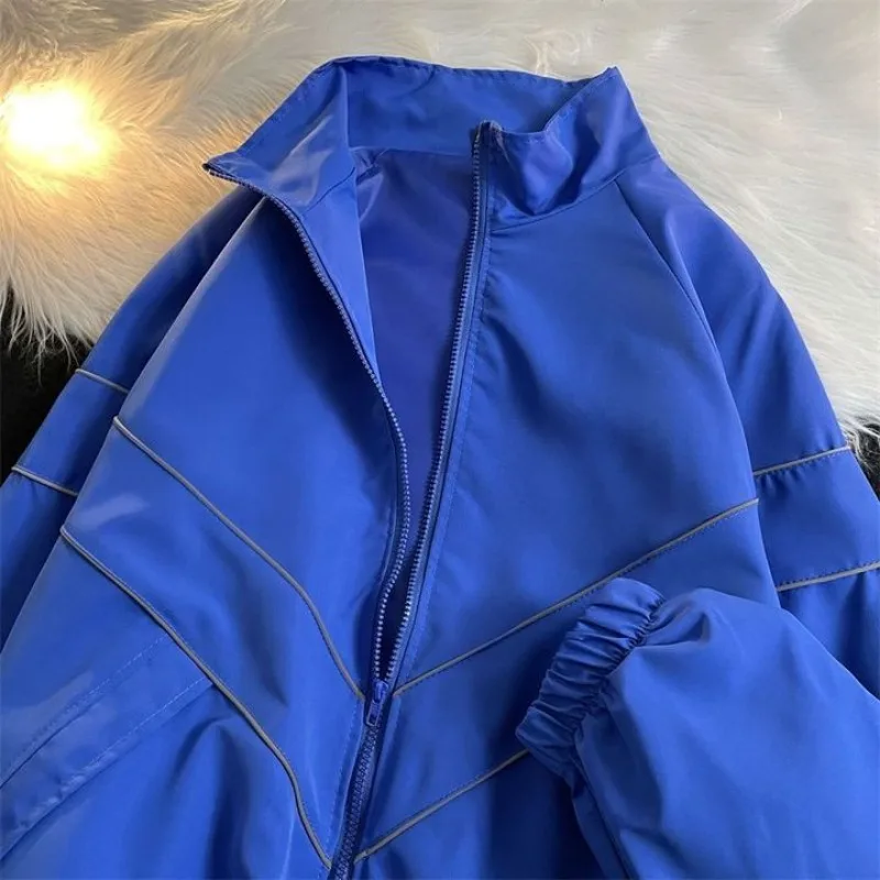 Reflective Sports Jacket for Men and Women New Autumn Trend Loose Fitting Solid Color Versatile Casual Street Jacket 2023 New