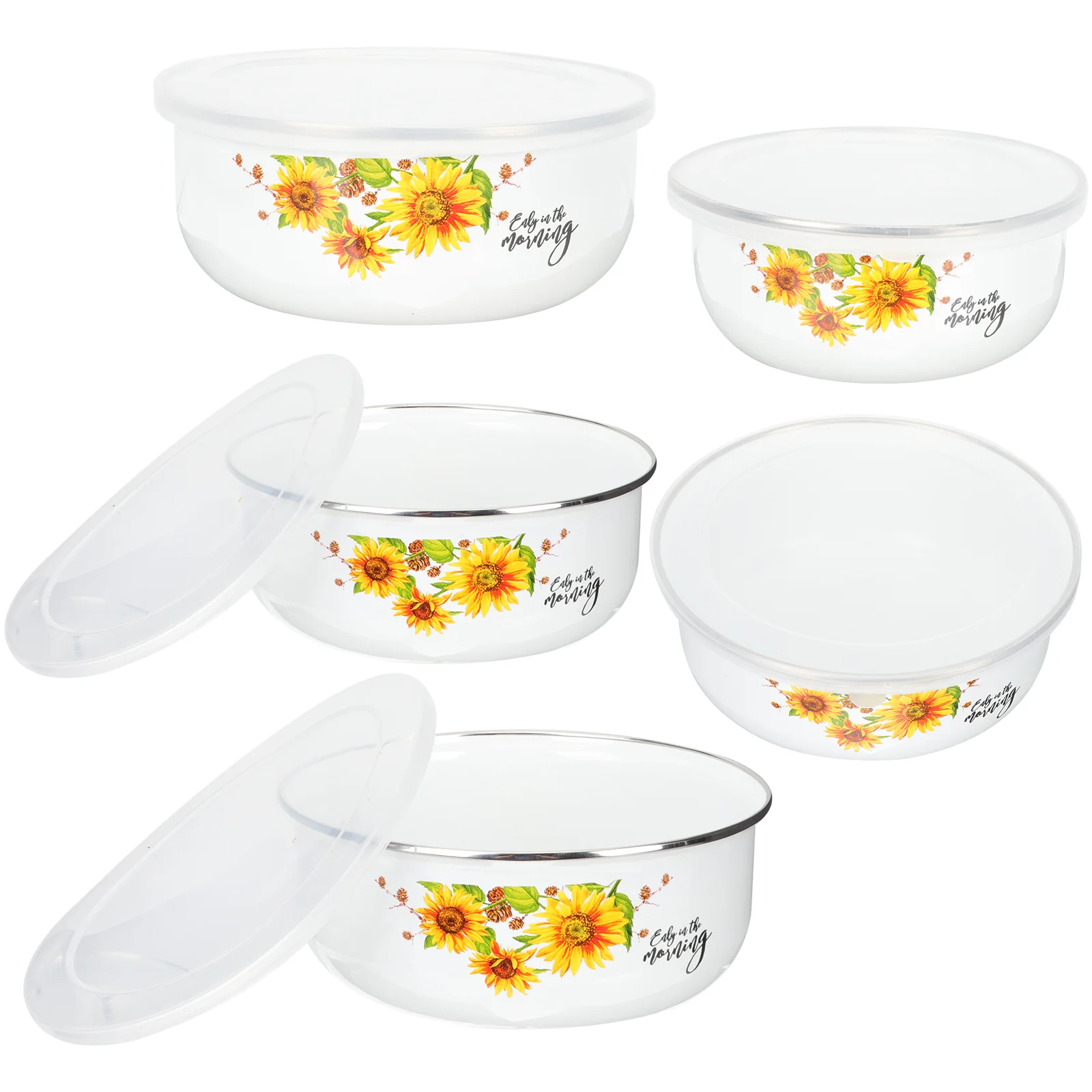 

Mixing Bowls Sets Enamel Prep Nesting Salads Prepared Food Container Kitchen Serving