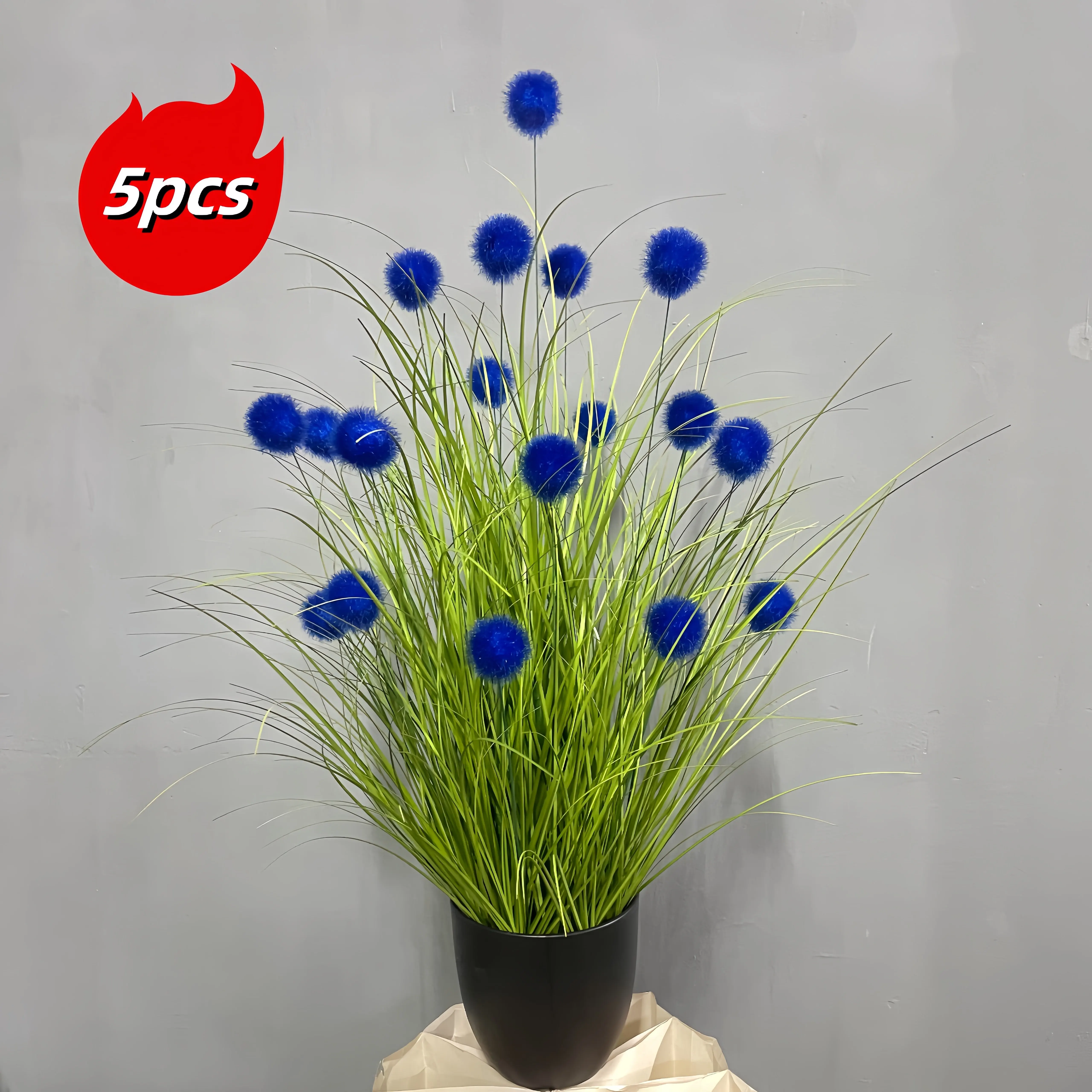 Vibrant Purple Bulbous Grass Artificial Plants - Set of 5, Perfect for Home, Festival, and Garden Decor