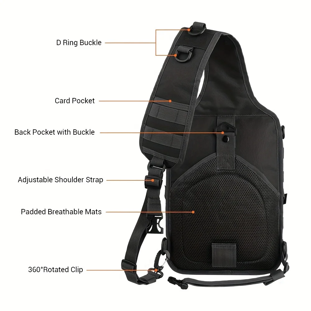 Tactical Sling Backpack Versatile Chest Bag Waterproof EDC Rucksack Bag for Outdoor Hiking Camping