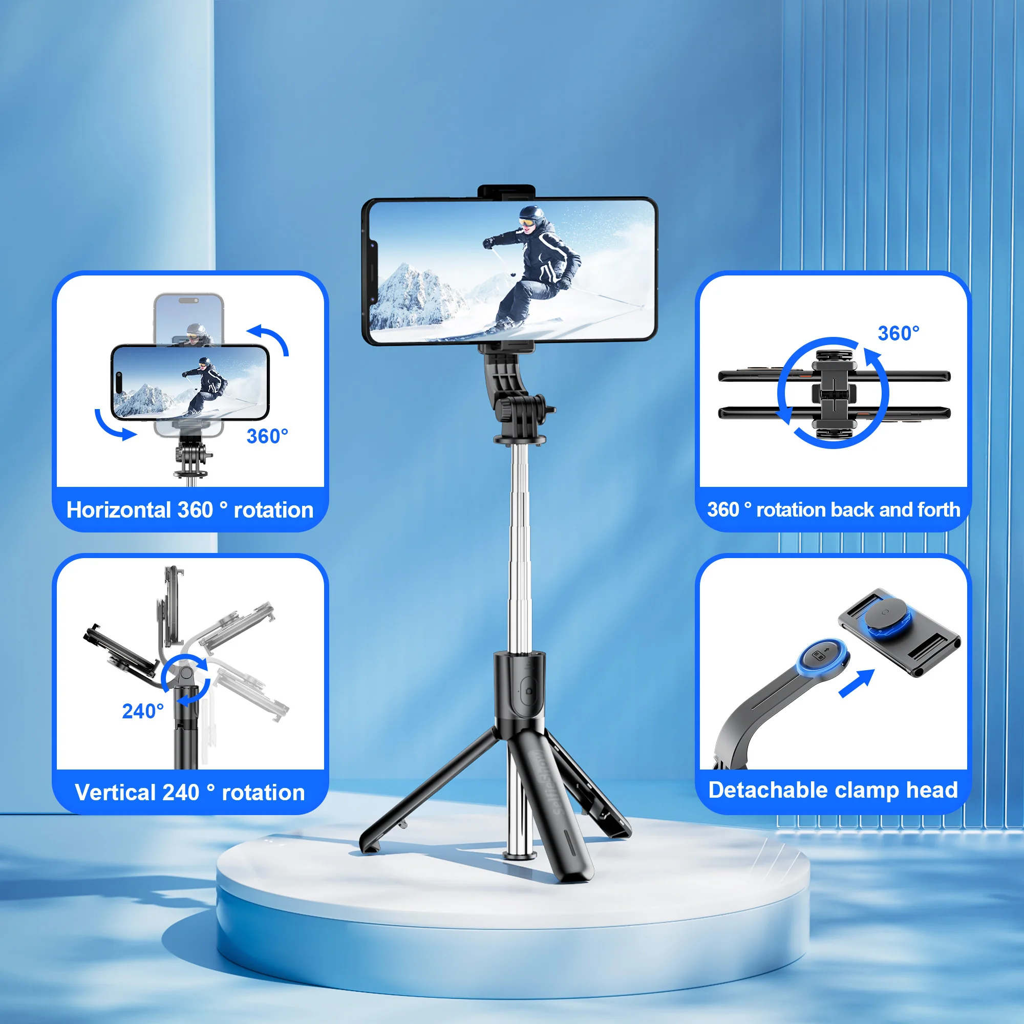 F01 Wireless Bluetooth Remote Mini Tripod Selfie Stick Handheld Adjustable Stabilizer Tripod Phone Stand for iPhone Android