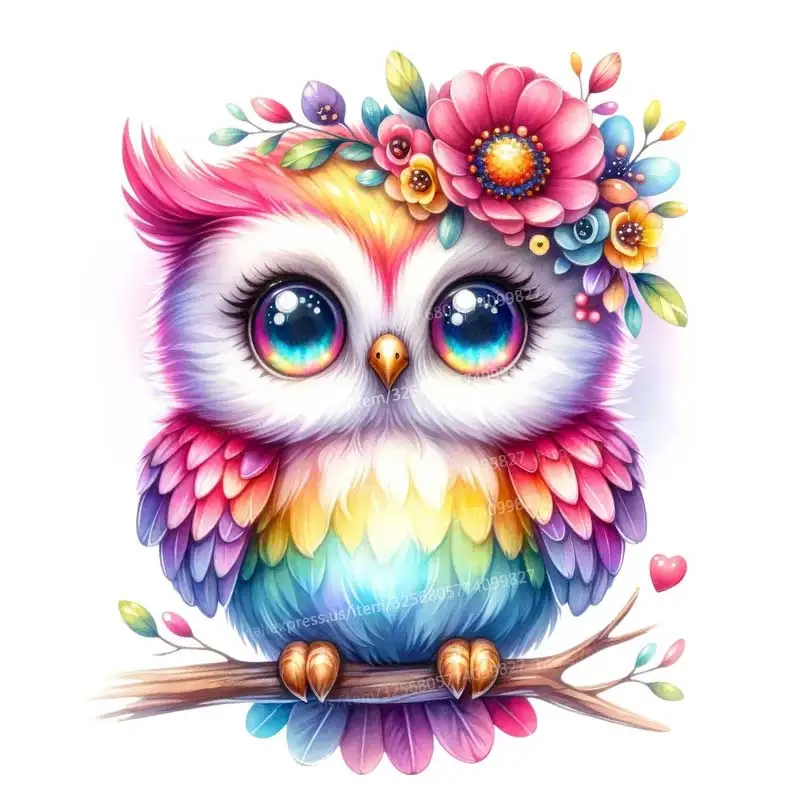 Pastel Watercolor Owl Wall Sticker Room Decor Bathroom Toilet Living Room Decor Cabinet Refrigerator Home Decals S174