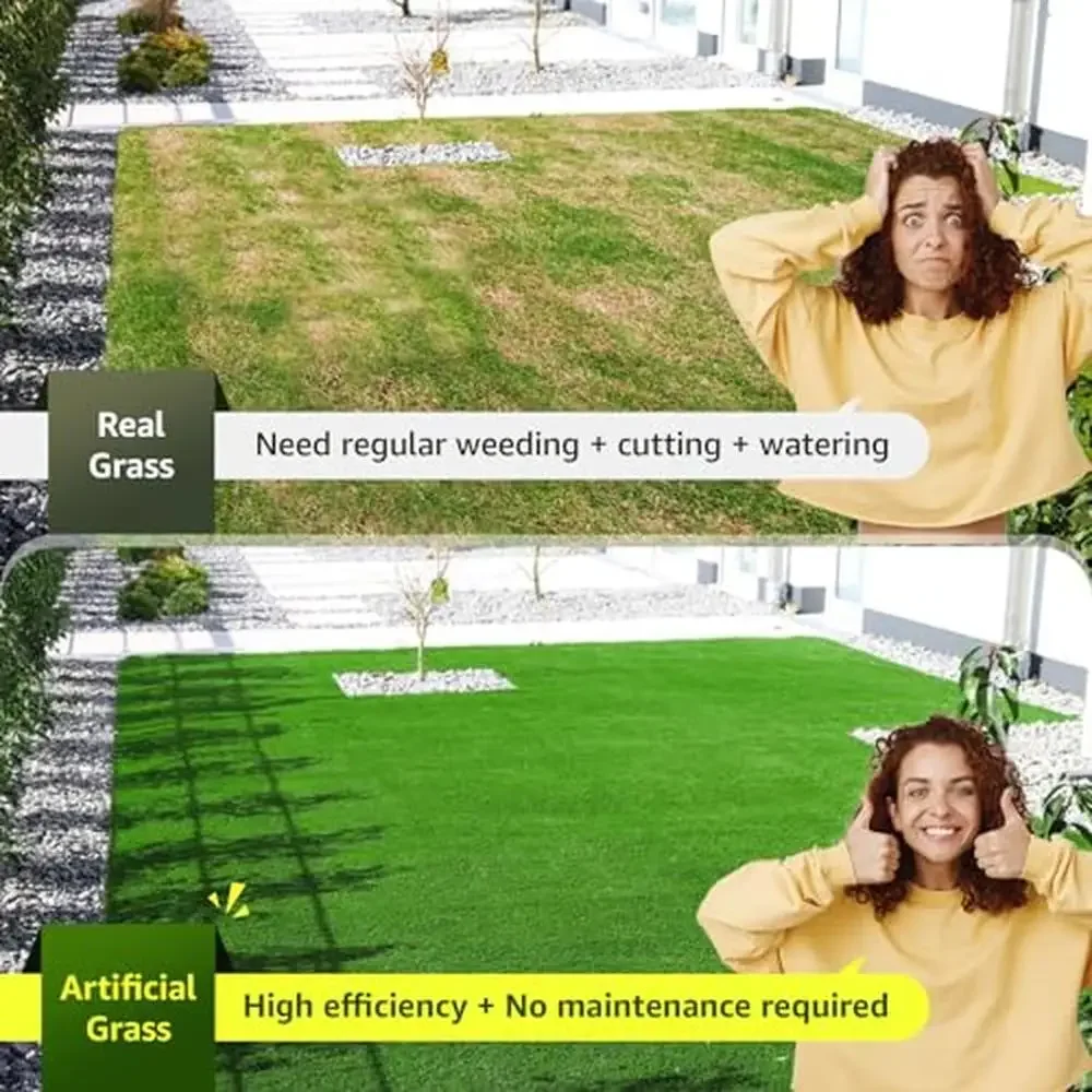 Outdoor Garden Landscape Decoration Synthetic Grass Turf Roll with Drainage Holes Easy Cut Realistic Look Pet Friendly Reusable