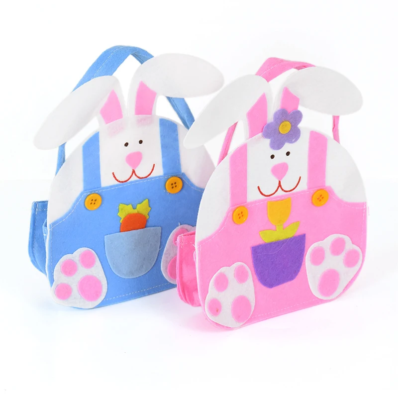 

Pink Blue Easter Rabbit Gift Bag Cute Bunny Felt Candy Storage Bag Portable Handbag Kids Birthday Party Favor Packaging Supplies