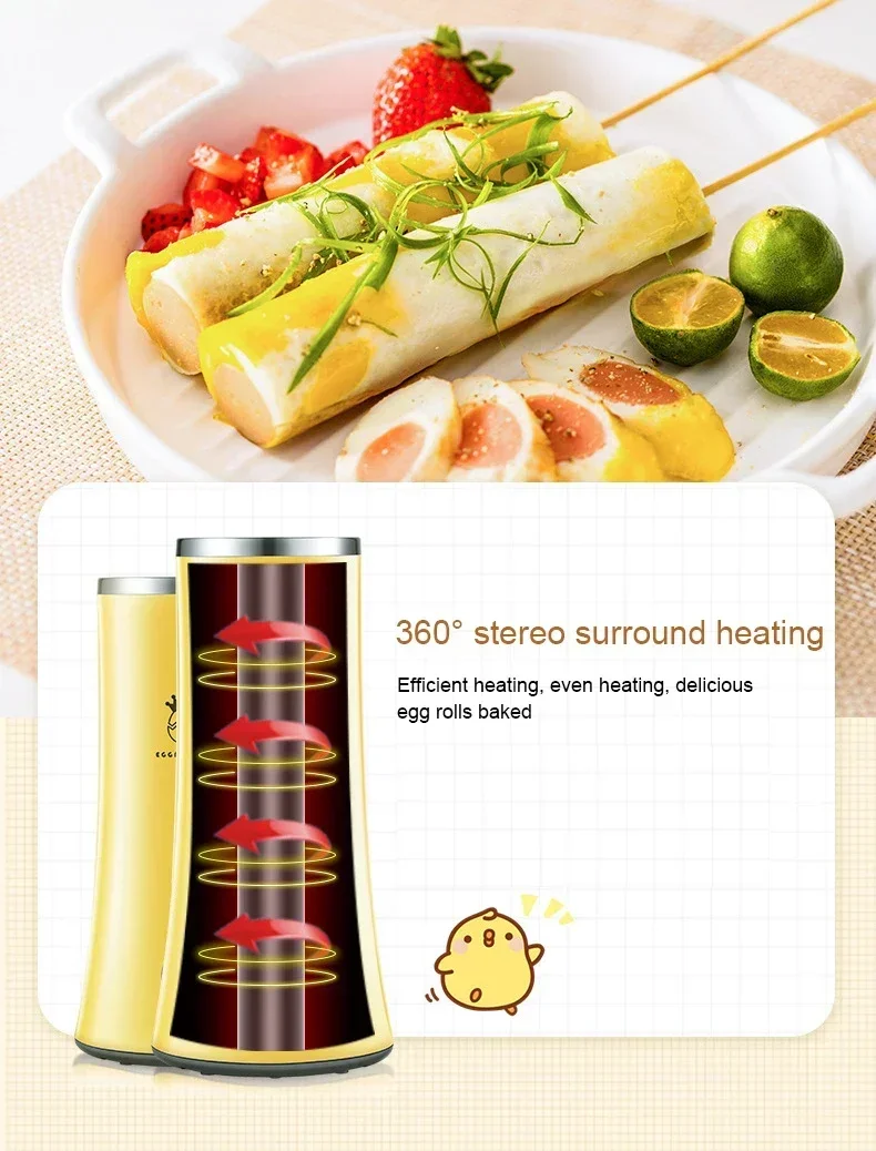 Description Picture 6 of itemNon-stick Instant Heating Egg Roll maker Automatic Rising Omelette Heating grill Household DIY Egg Boiler Sausage heating Tube