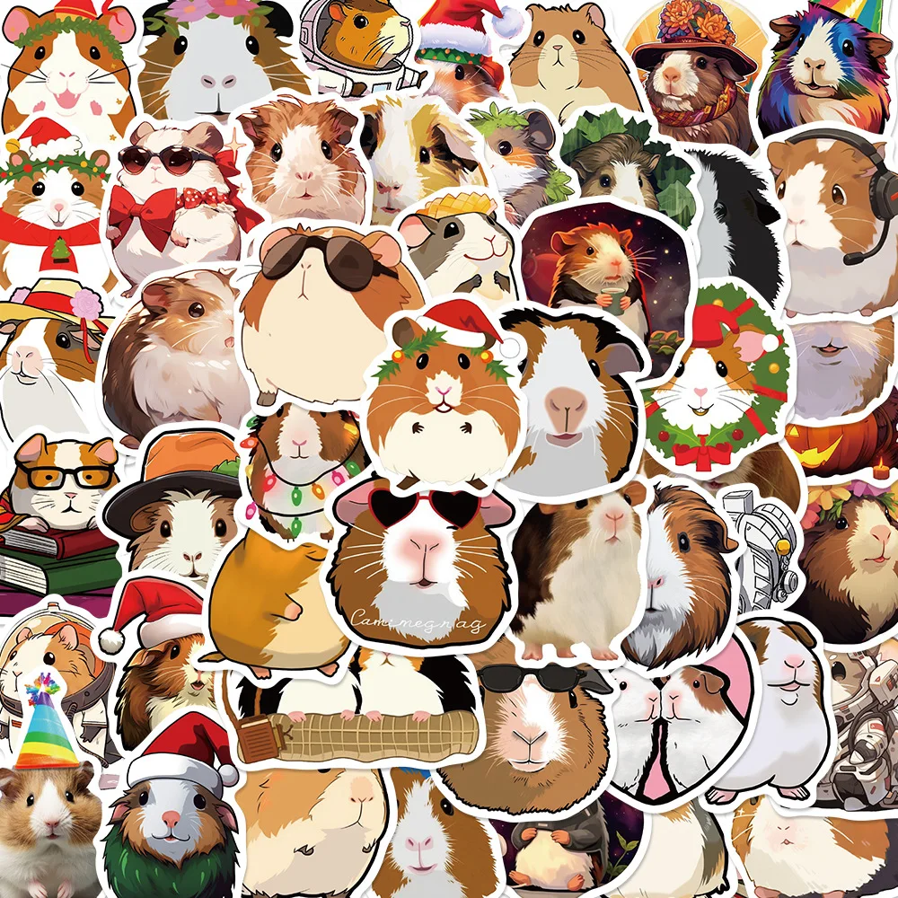 

50PCS Cartoon Guinea Pig Stickers Cute Animals PVC Decals Funny Decoration Toy Gift DIY Fridge Helmet Phone Suitcase