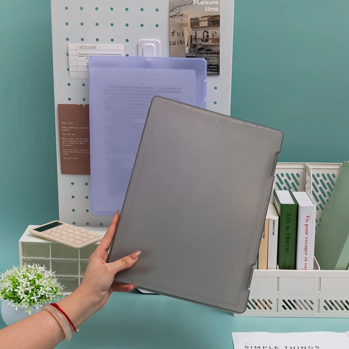 A4 Document Organizer-Lightweight Oval Desktop Storage Box for Office, Graduation Certificates & Papers, Durable PP Material