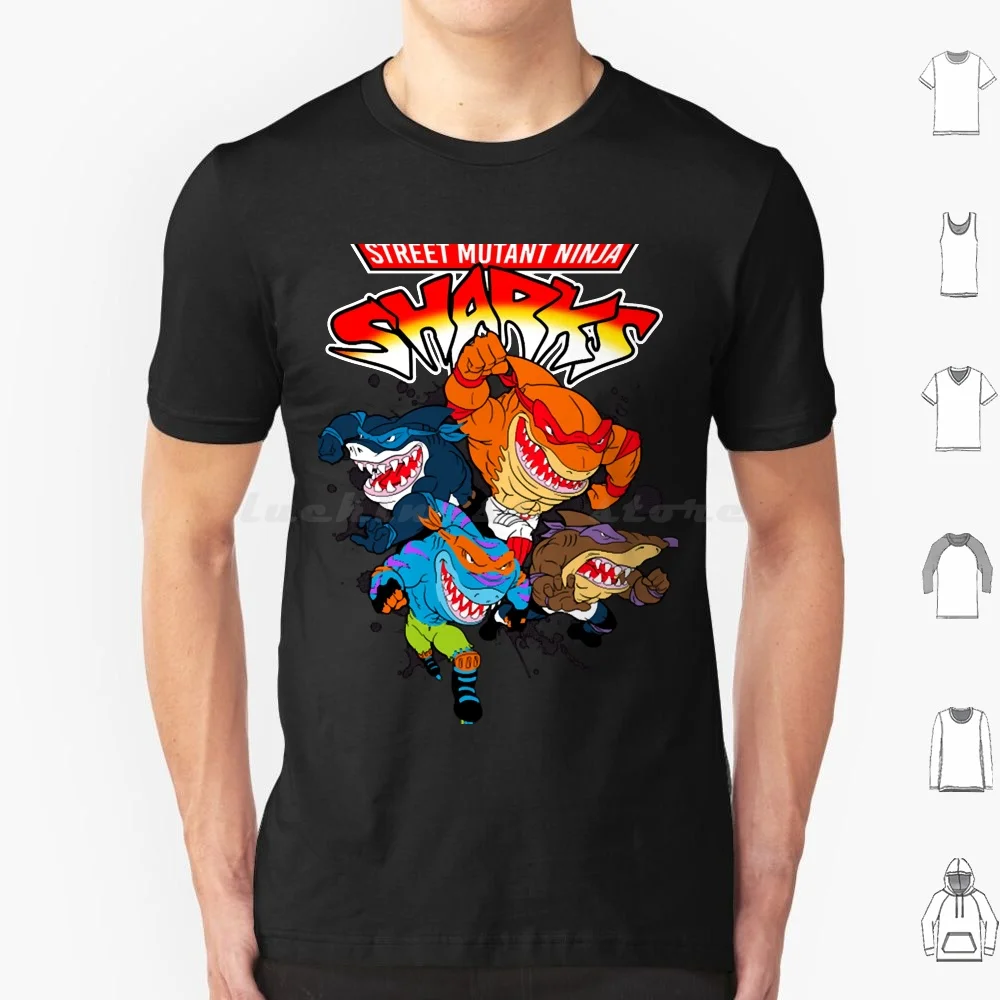 Strada Mutant Sharks T Shirt Di Cotone Delle Donne Degli Uomini Di Stampa Fai Da Te Street Sharks 90S 90S Cartoni Animati Cartoni Animati Jab Jawsome 