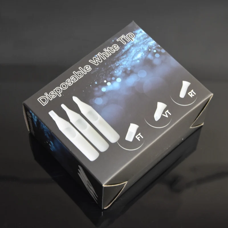 Box Of 50PCS Round Flat Size 3/5/7/9/11/13/15R 5/7/9/11/13/15F White Disposable Short Tattoo Tips Nozzle Supply Disposable Tattoo Tips