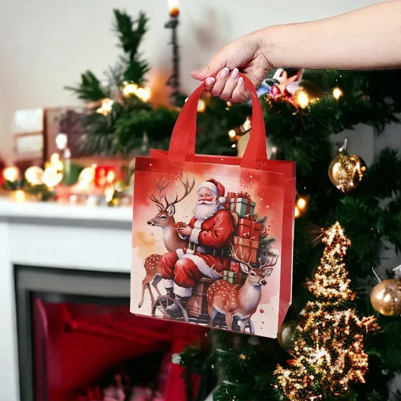 Christmas Gift Bag Santa Non-Woven Bag Christmas Decorations For Home Xmas Navidad Noel Gifts New Year Packaging 4pcs