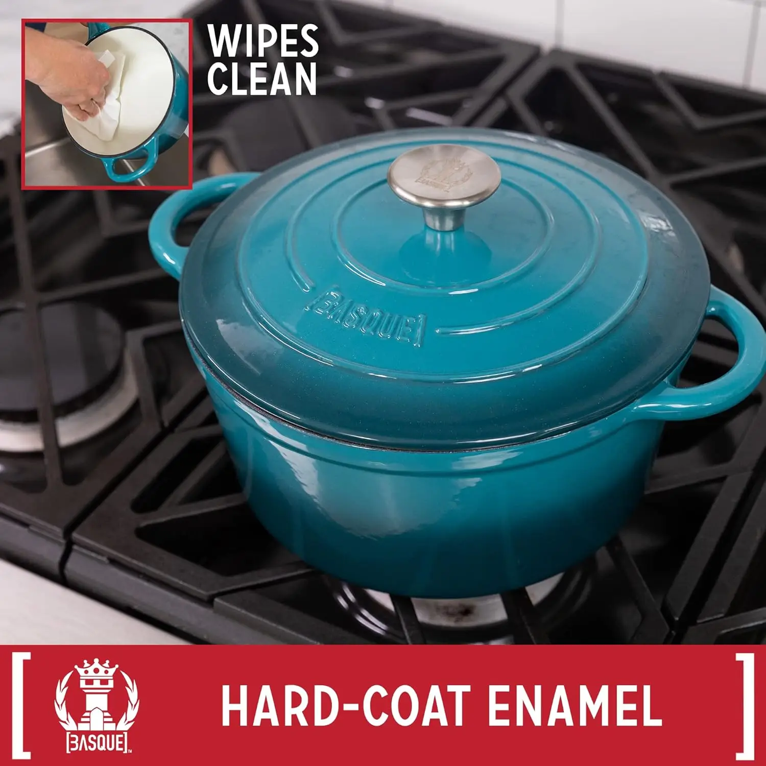 7-Piece Enameled Cast Iron Cookware Set – Biscay Blue Short Description: 3