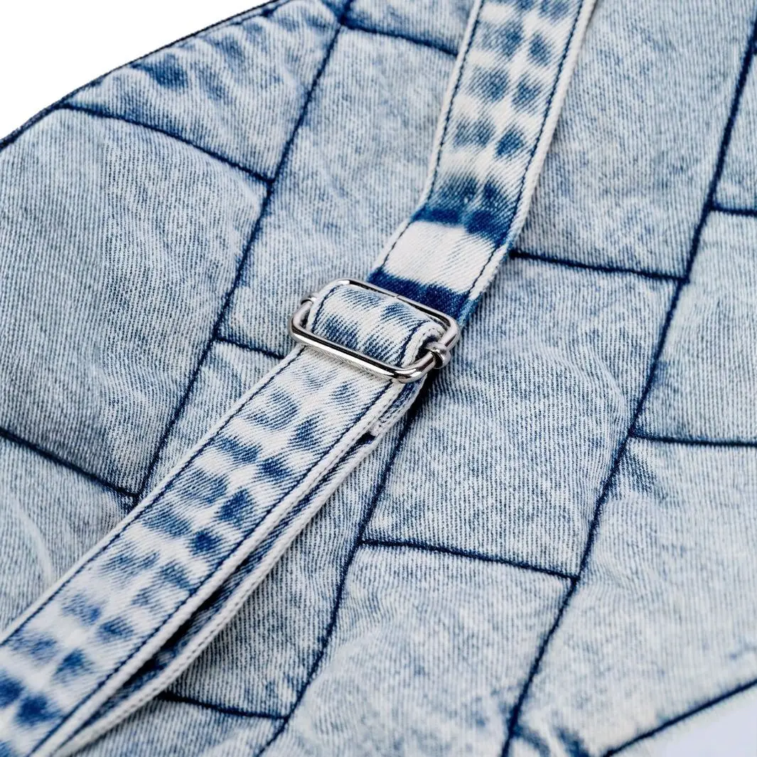 Vintage Denim Shoulder Bag Women's Large Capacity Messenger Bag Multi-pockets Satchel Bags Adjustable Strap Ladies Crossbody Bag