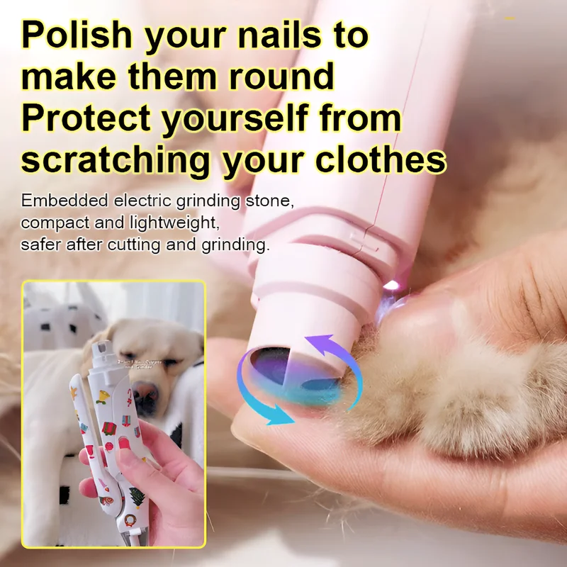 Pet Visual Nail Trimmer Pet Anti Splash Nail Clipper with LED Light Cat and Dog Clipper Cutter with Safety Lock