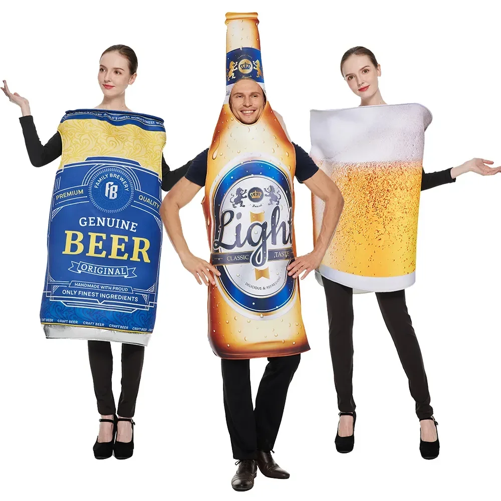 

Funny cosplay Adult Beer Costume Jumpsuits Unisex Whisky Rum Bottle Beer Bottle Halloween carnival dress up party Beer Festival