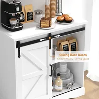 31.5" H Farmhouse Coffee Bar Cabinet W/Storage, White Kitchen Sideboard Buffet Cabinet with Sliding Barn Door,Adjustable Shelves 2