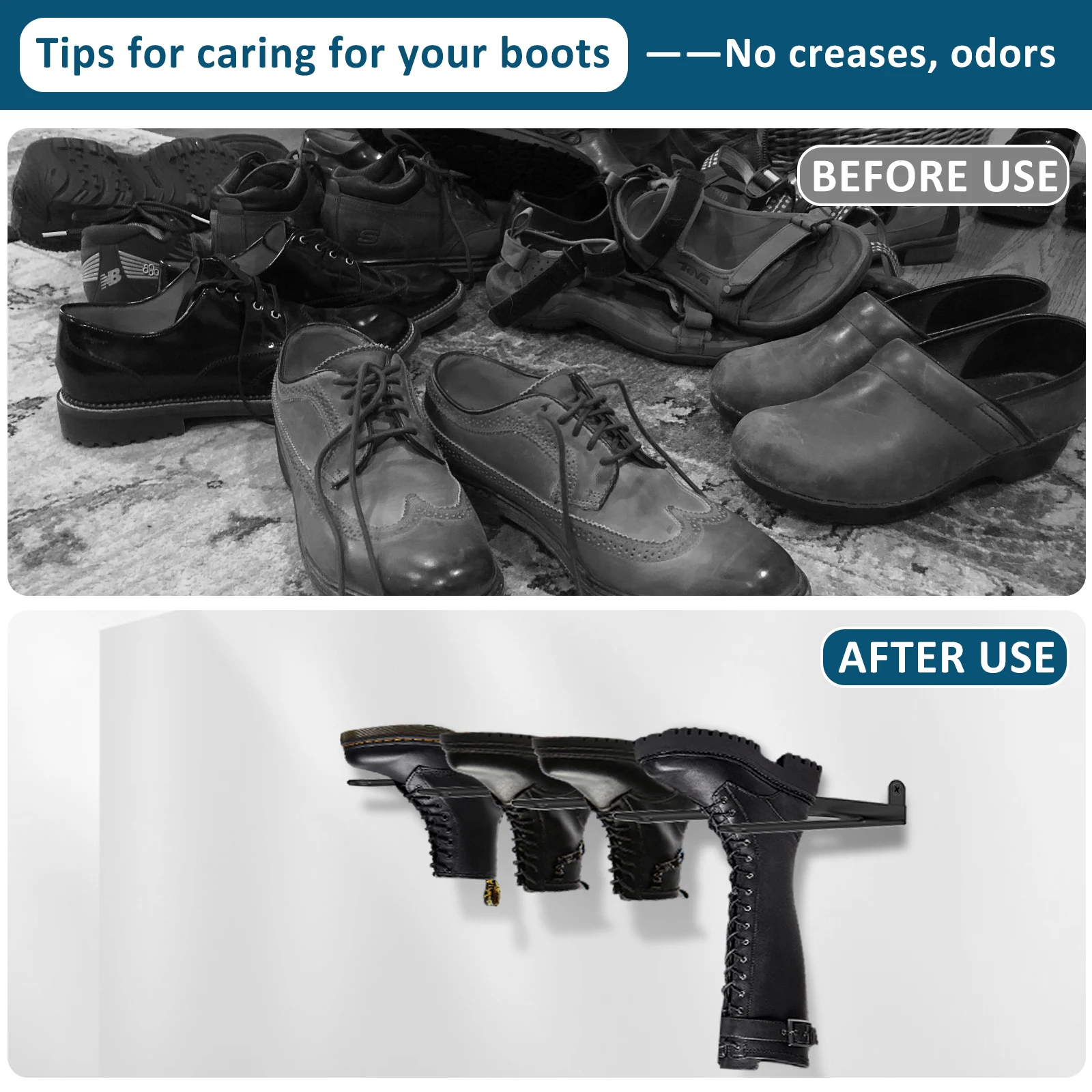 2PCS/Set Sturdy Boot Organizer Cowboy Boot Rack Multipurpose Metal Wires Holder Space Saving Metal Welly Storage Rack