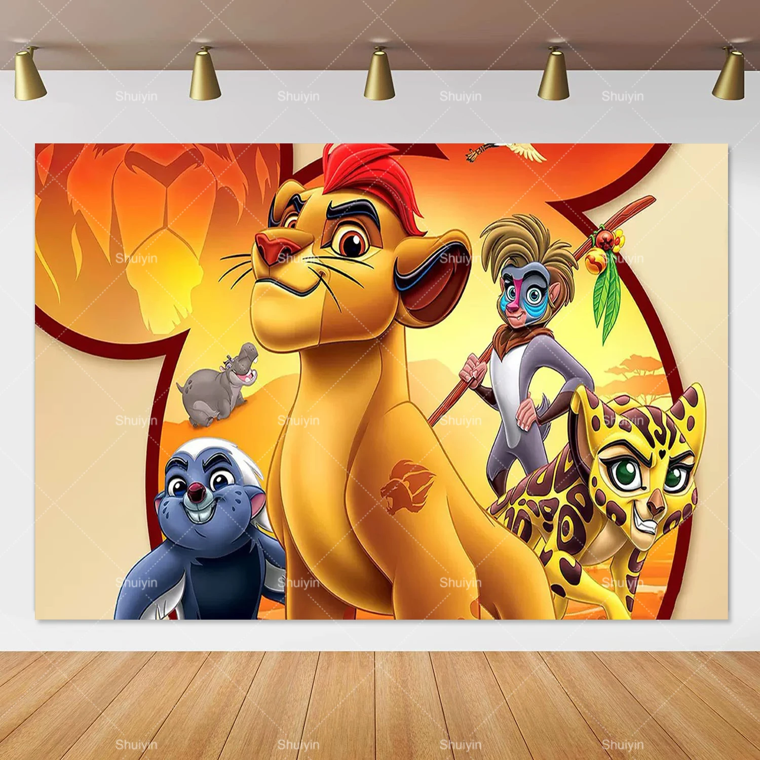 Simba's Jungle Celebration Backdrop - Tropical Birthday Party Decor Banner