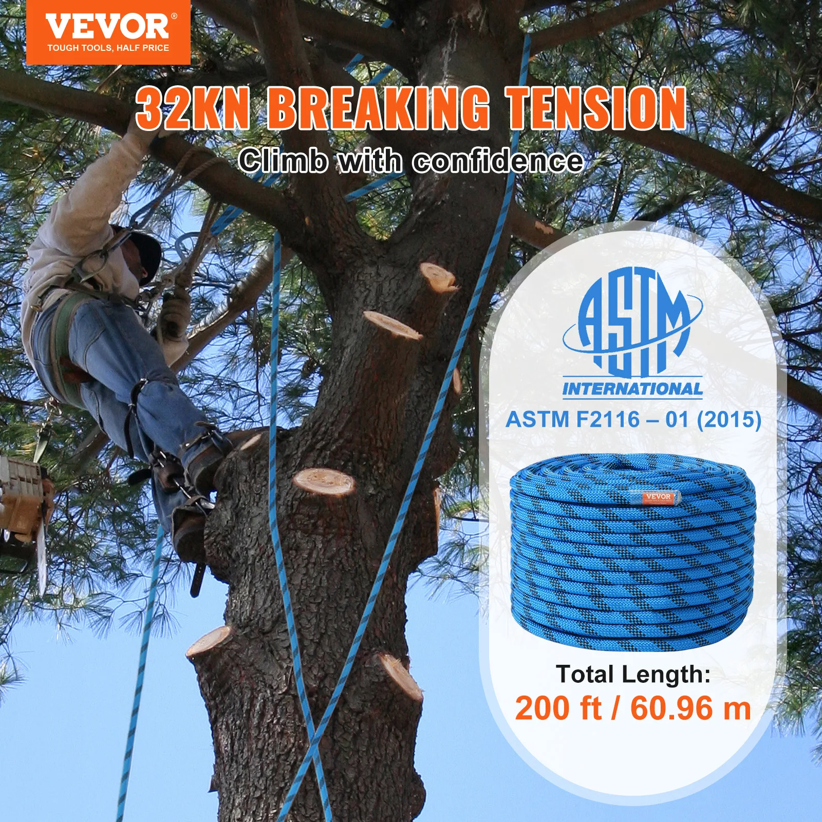 12.7mm Static Climbing Rope with Steel Hooks 2