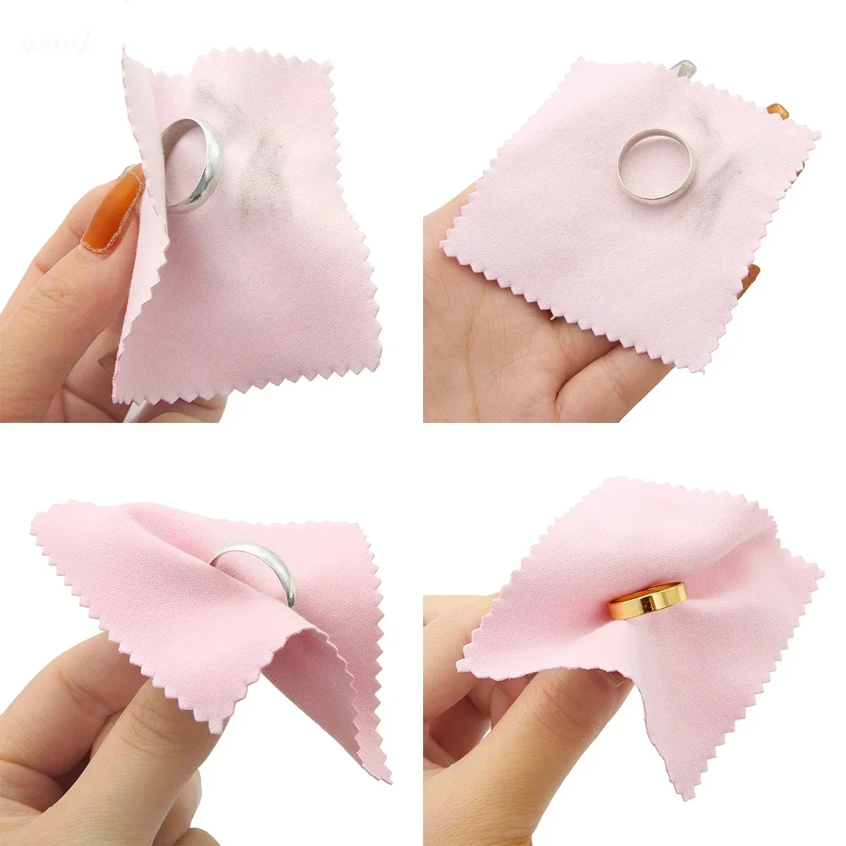 Jewelry Cleaning Cloth 50PCs/pack Jewelry Cleaning Cloth 8cmx8cm Pink Color Jewelry Wiping Cloth Tools Making Supplies