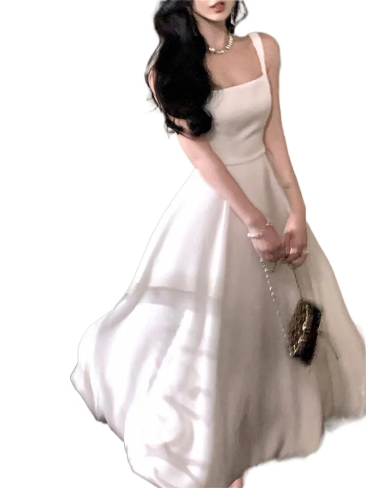 

Платье-миди женское с квадратным вырезом, на бретельках