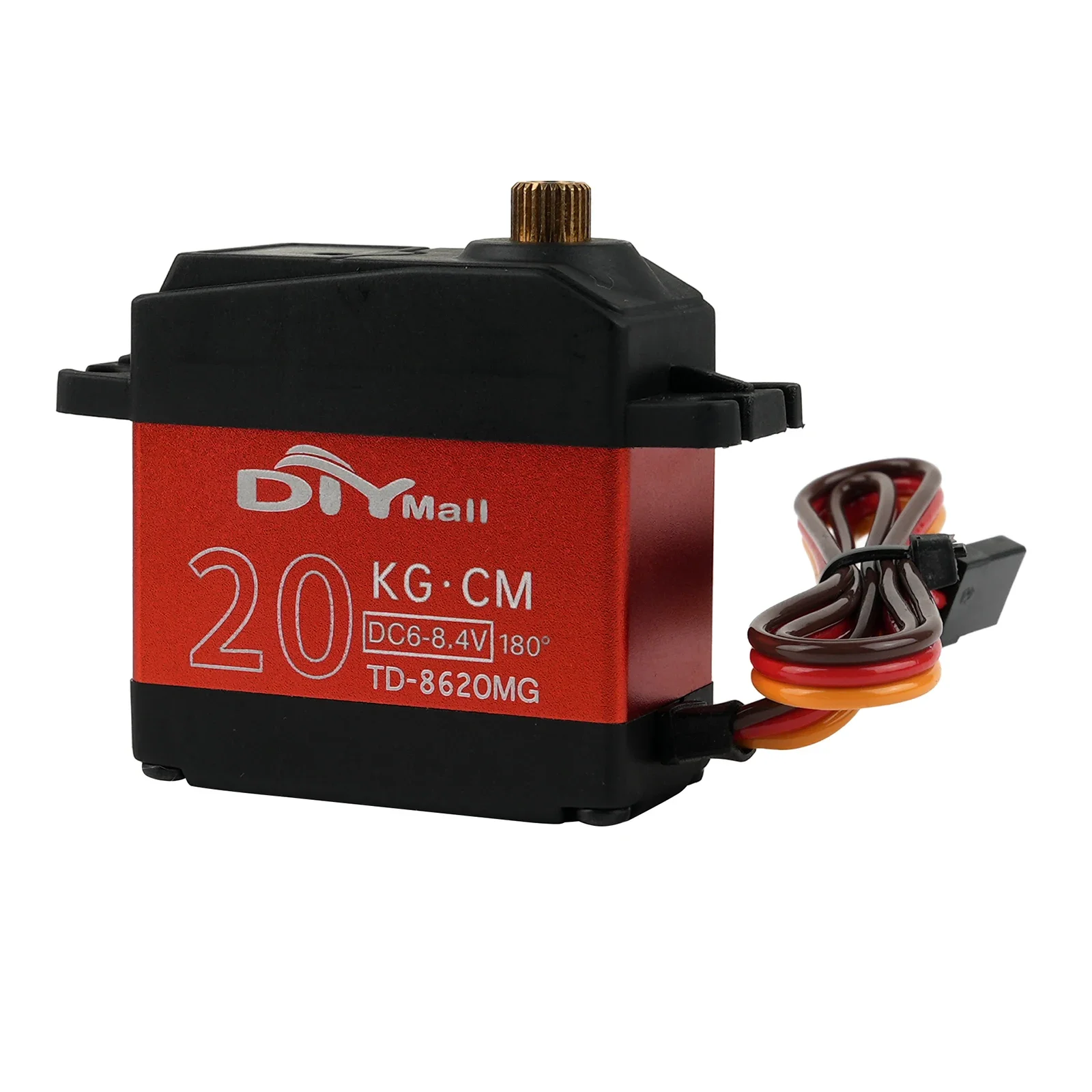 Vue détaillée du servo numérique TD-8620MG 67g 25T 2BB 5 métal 360°, idéal pour voiture RC.