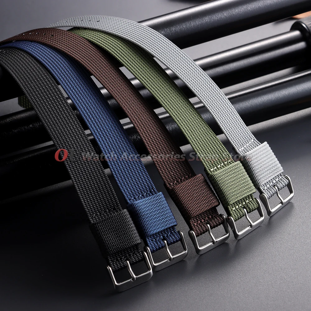 Breathable Braided Nylon Watch Band - Black & Green Army Sports Strap