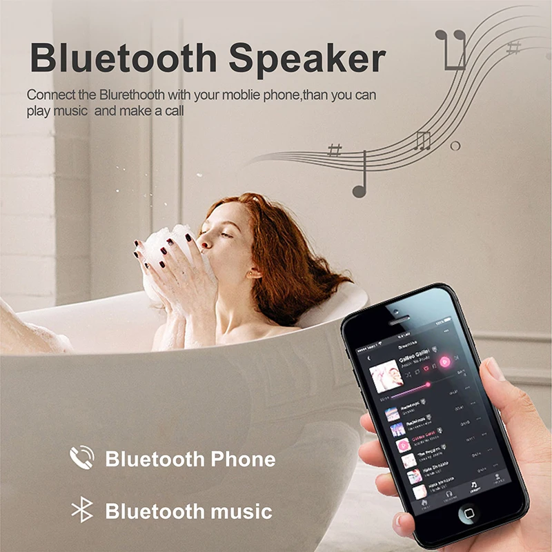 Oval Shape Smart Makeup Bathroom Mirror 3 Color Adjustable LED LIght Multifunction With Bluetooth Speaker Wall Mounted Mirror