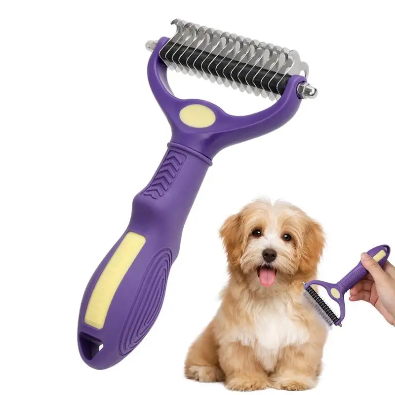 

Pet Dematting Comb Cat Dematting Deshedding Brush Tool Grooming Dogs Double Sided Deshedding Tool for Cats and Small Pets