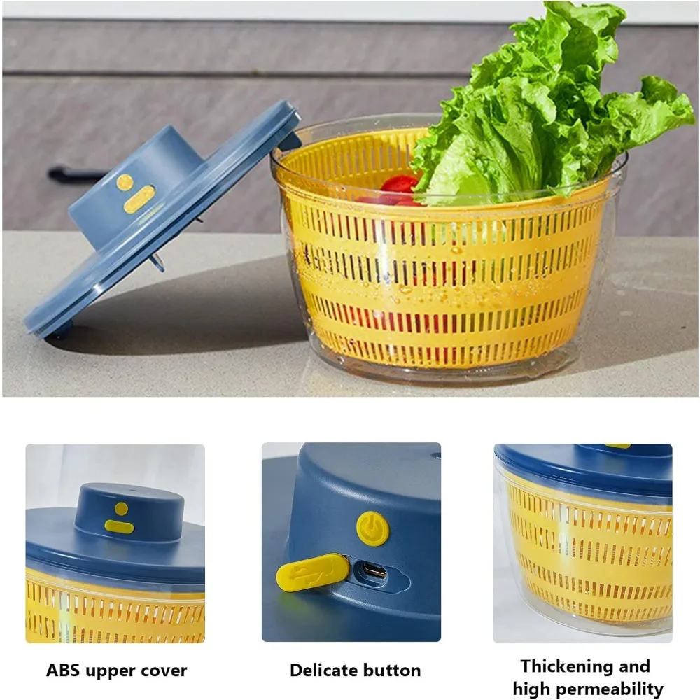Vegetable dryer electric drain basket vegetable dehydrator electric quick cleaning dryer fruit and vegetable separation draining salad spinner