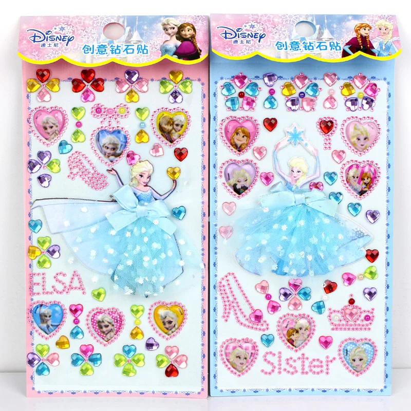 Frozen Princess Elsa Lace Dress Stickers Creative Elsa Modelling Stickers 3D Acrylic Diamond DIY Craft Decoration
