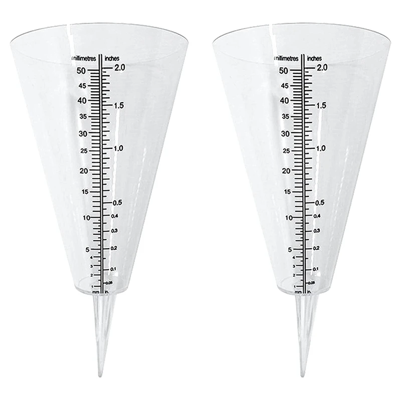 Rain Gauge, Rain Gauge Outdoor, 2 Pcs Transparent Cone Rain Gauges With