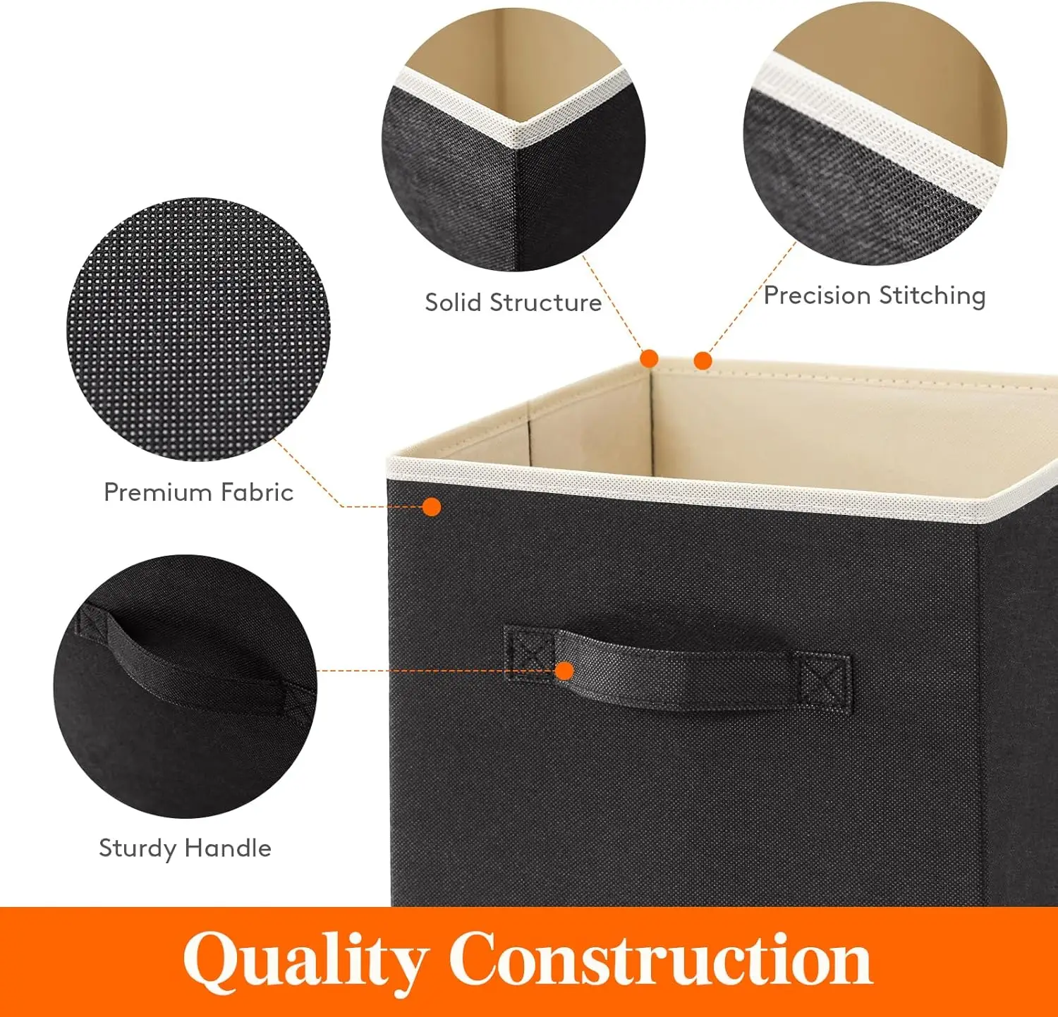 Cube Storage Bins, Foldable Decorative Fabric Storage Baskets for Organizing Home Organizers with Handles for Shelves 3