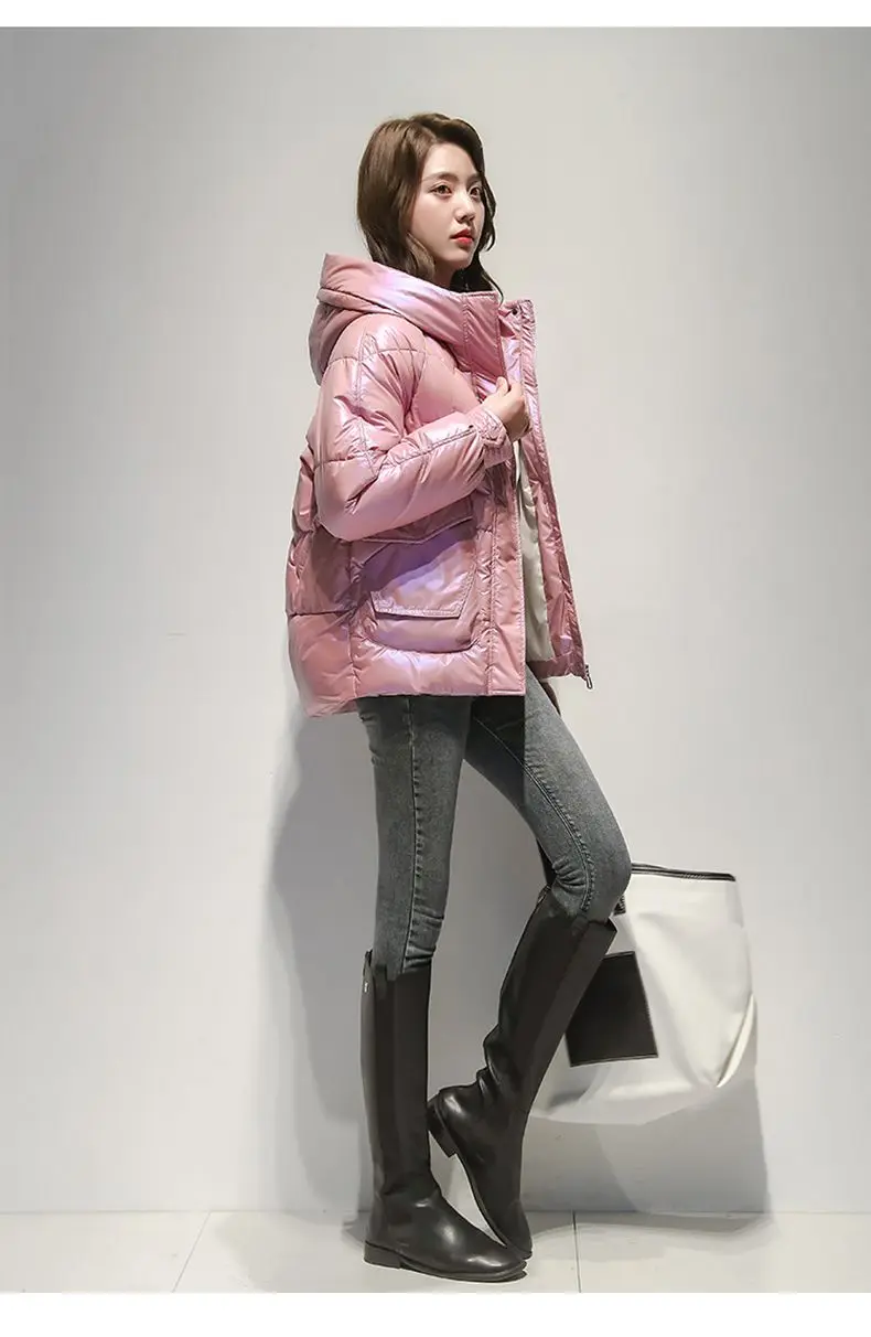Short Down cotton Jacket For women's Winter 2026 New Glossy Fashion Loose Thick Coat Female Casual Cotton Hooded Parka Jackets