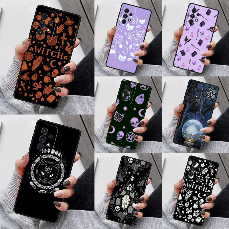 

Чехол для телефона Girly Pastel Witch Goth Witch Cat для Samsung Galaxy S23 S21 S20 FE S24 S22 Ultra Note20 S10 Plus A40 A52 A12 A13 A53