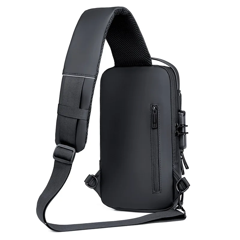 USB Charging Sport Sling Bag Male Anti-theft Chest Bag with Password Lock  Water Resistant Lightweight Shoulder Bag E2S